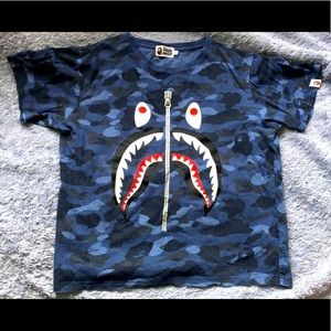 Bape blue camo zipper shirt